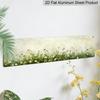 2D Flat, 1pc, Rustic, White Flowers and Green Clover Field on Textured Background, Aluminium Decorative Sign, Meadow Nature Landscape, Wall Art