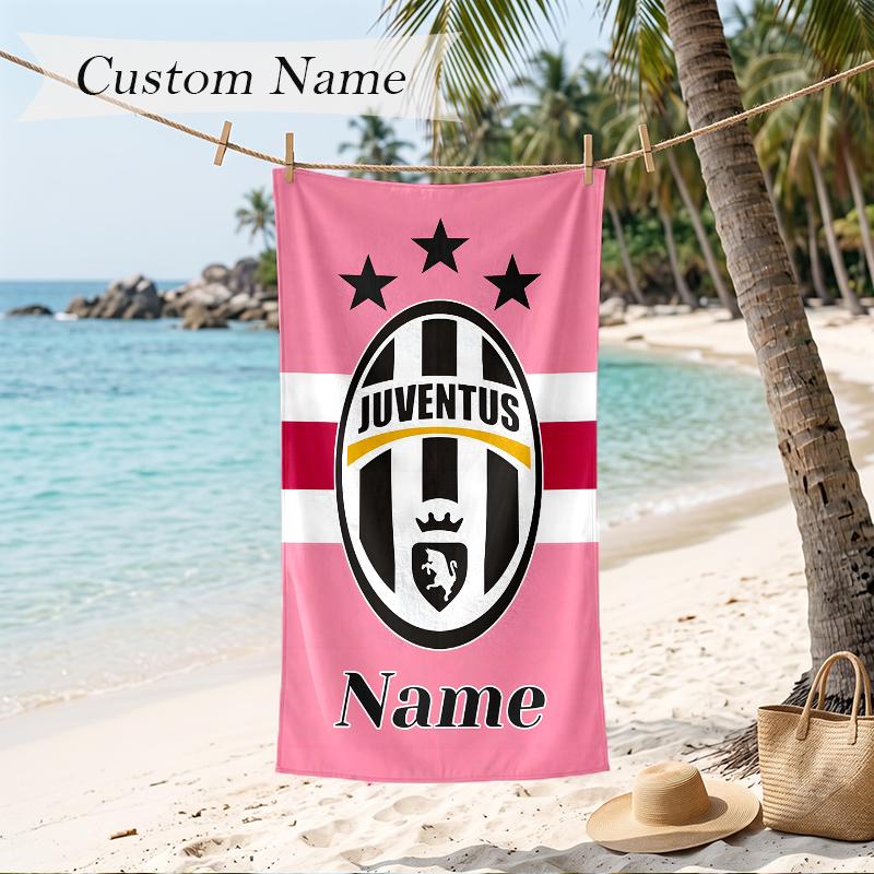 Juventus FC Custom Name Printed Beach Towel Personalized Soft Towel For Swimming Beach Travel