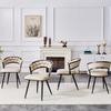 Set of 2 Beige Velvet Dining Chairs with Black Legs, Modern Upholstered Chairs as Accent for Dining Room and Kitchen