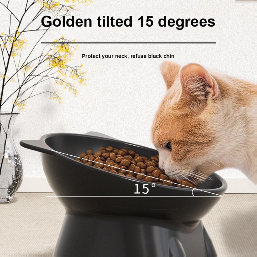 Large Capacity Cat Food Bowl Plastic Elevated Cat Bowl Anti-Spill Pet Water Bowl for Cats