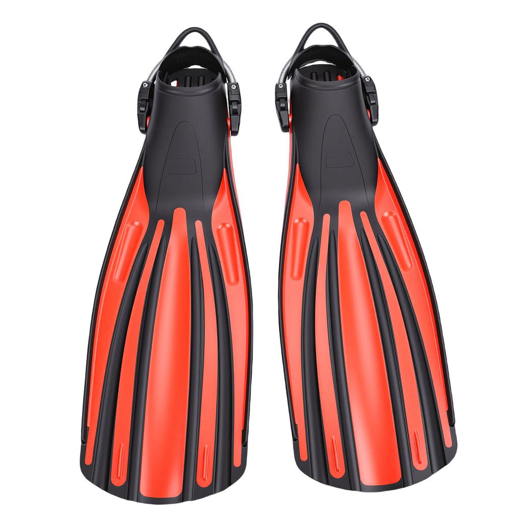 1 Pair Diving Fins TPR Adjustable Long Professional Diving Flippers for Scuba Diving Swimming Surfing Red S