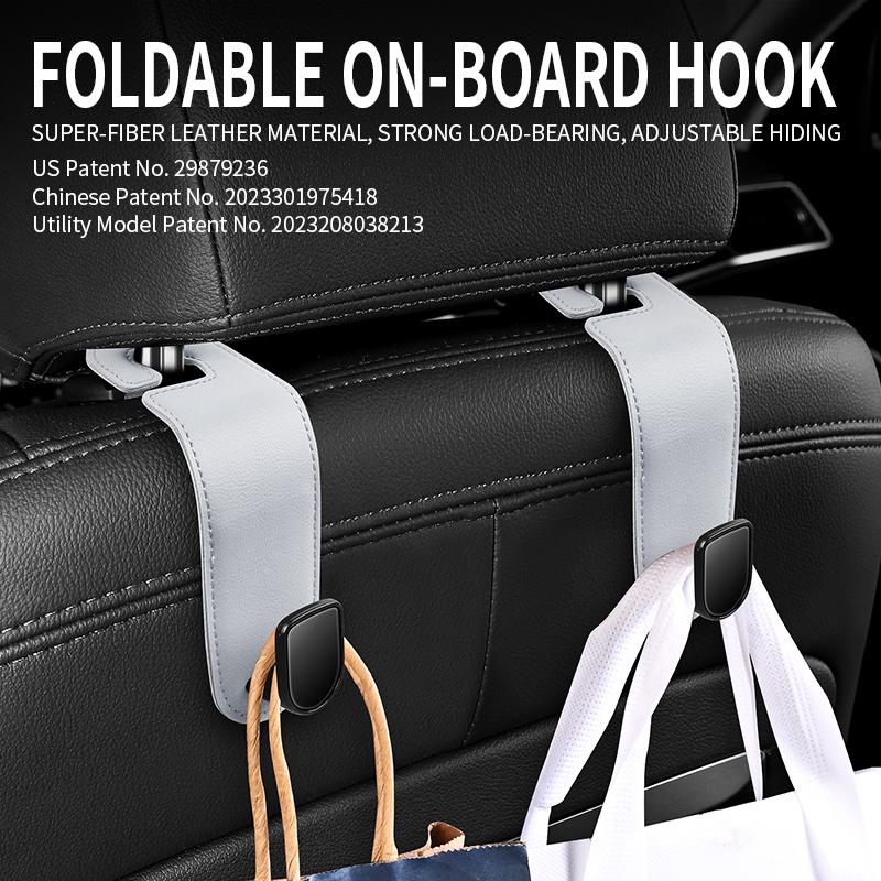 Universal Car Headrest Hook Premium Leather Rear Seat Hanging Hook 20KG Large Load-Bearing Hook Car Hanger Car Storage Hook