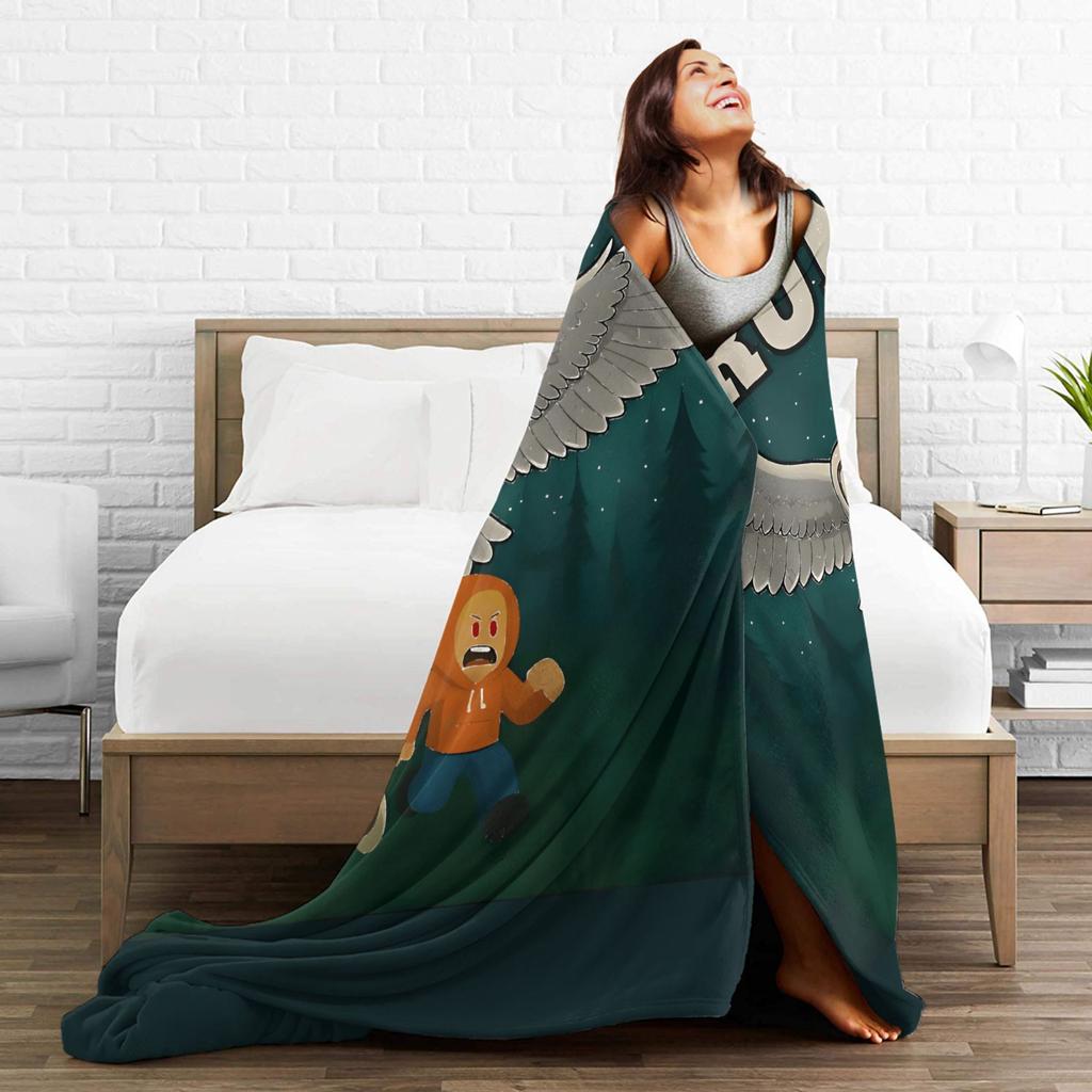 Run 99 Nights Halloween Gamer Owl Flannel Blanket Winter Super Warm Bedding Throws for Living Room Novelty Bedspread Bed Cover