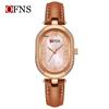 Oufanni Women's Vintage-Style Diamond-Inlaid Oval Mother-of-Pearl Watch - Waterproof Quartz with Light Luxury Appeal