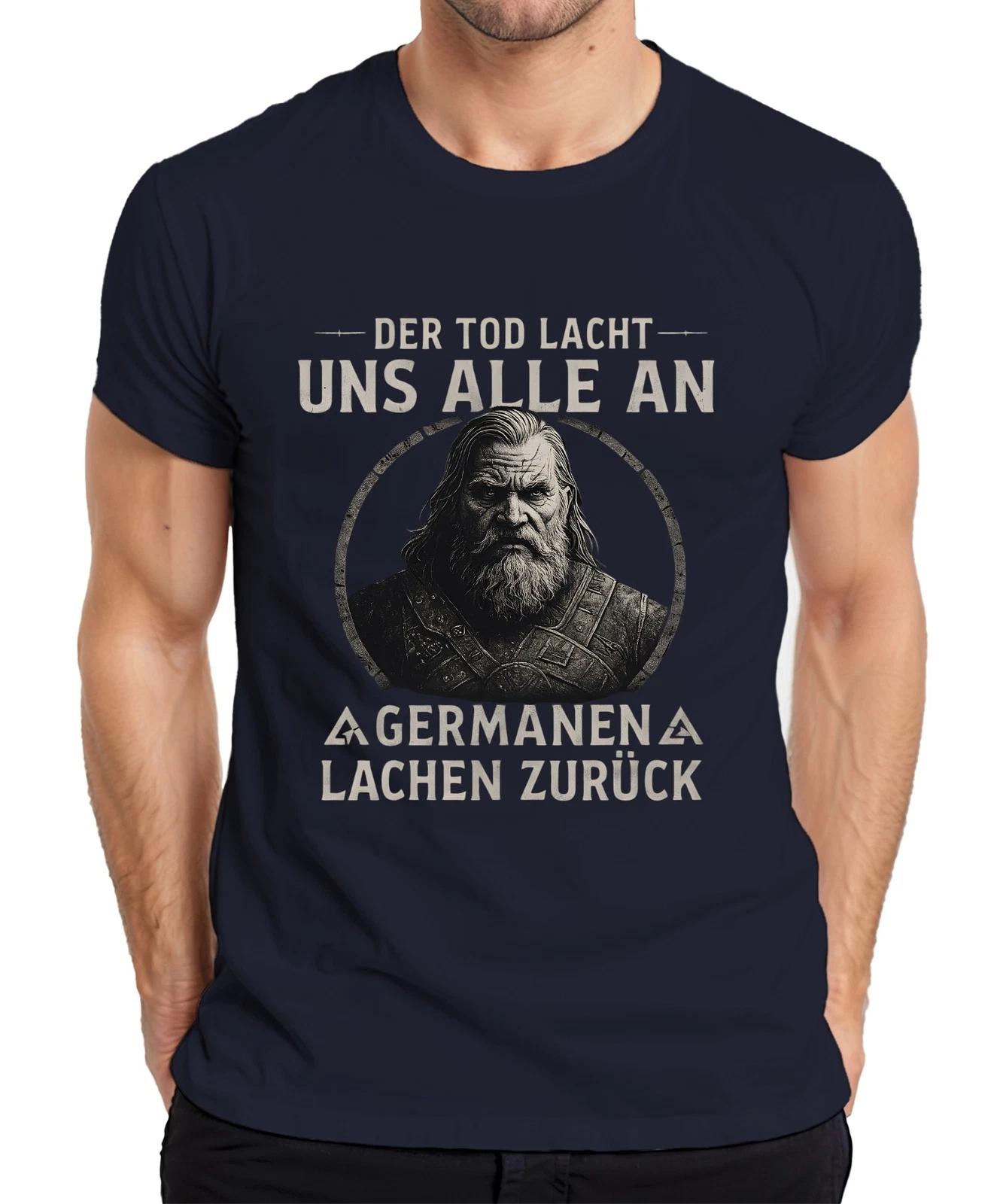 Wikinger Spruch Der Tod lacht uns alle an Lustig Spruch Valhalla Herren T-Shirt XL