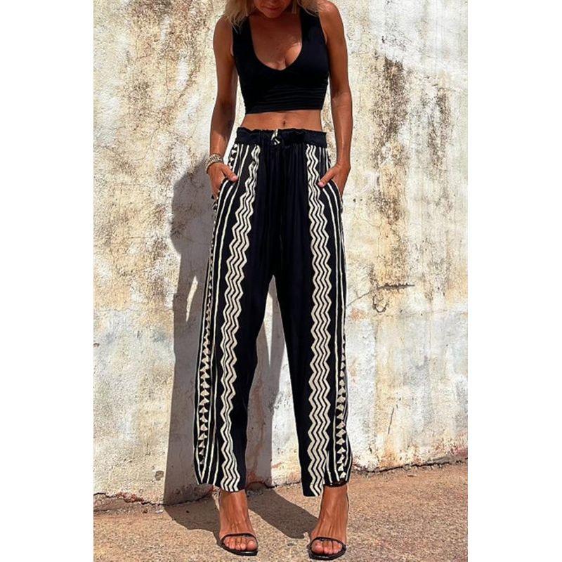 Summer Street Hipster Women Clothes Print Harem Pants Mid-Waist Casual Pants Mid Waist Casual Pants