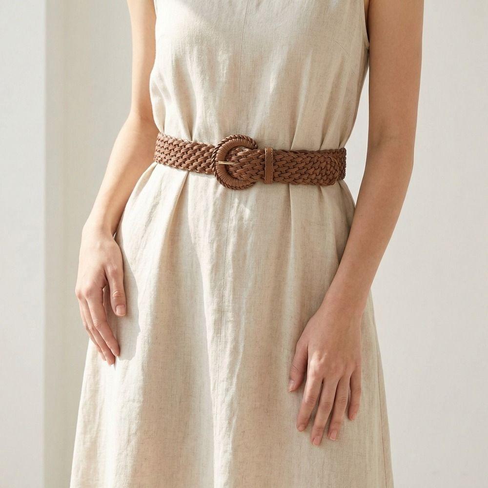 Round Retro Belt Hollow Out Bohemian Style Waistband Casual Weave Belt  Jeans Decorative