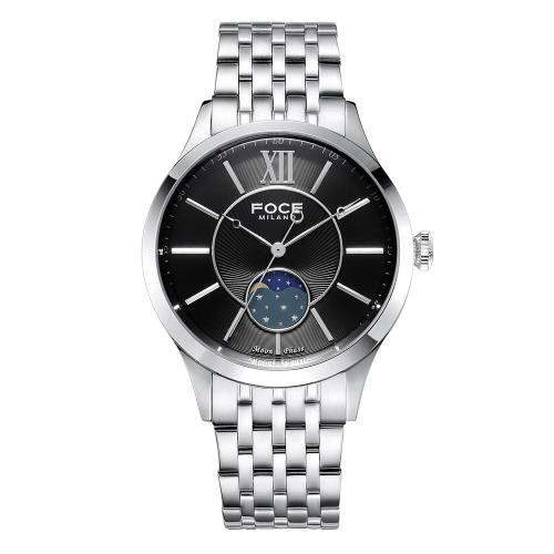 [FOCE] FOCE 41mm Men s Moonphase Metal Watch FM7603GM-BK FM7603GM-BK