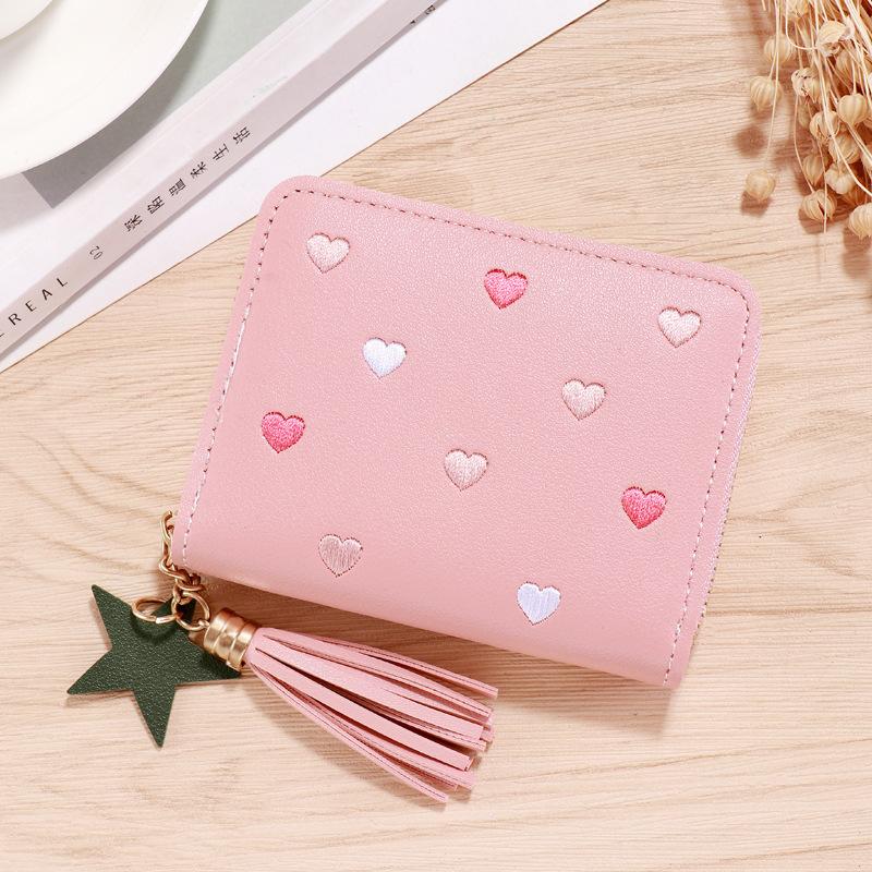 Women Small Wallet Ladies Mini Tassel Wallet Cute Short Zipper Lovely Pu Leather Coin Purse Female Hand Wallet Cartera