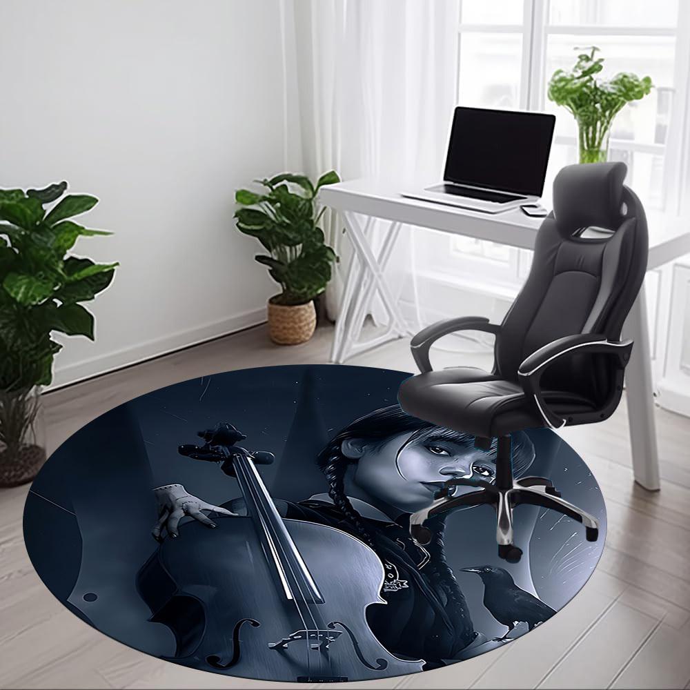 1pc Wednesday Chair Carpet for Office, Indoor Non Slip Washable Polyester Fiber Carpet, Mat For Office, Machine Washable