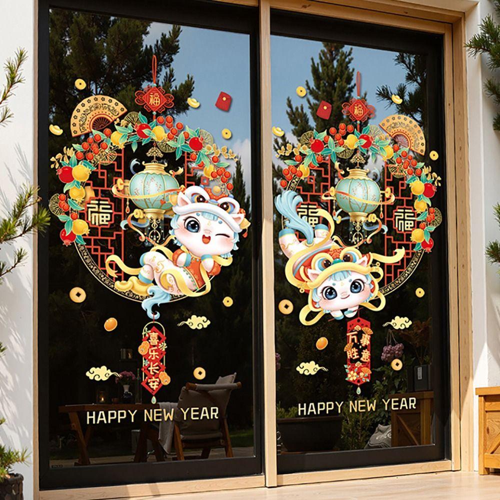 Electrostatic Chinese New Year Window Stickers Multicolor Shopwindow Dtickers  Auspicious Ornaments