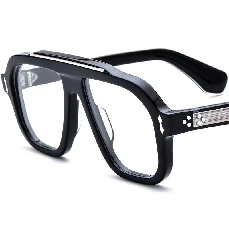 Borregls Acetate Glasses Women 2026 New Brand Design Pilot Eyeglass Frame Men Thick Spectacles Optical Eyewear Jmm OCTAVIANI чёрный