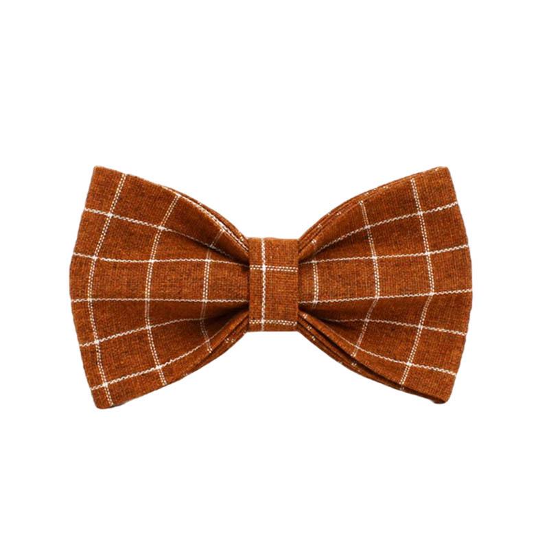 Engravable Large Brown Plaid Dog Collar and Leash Set