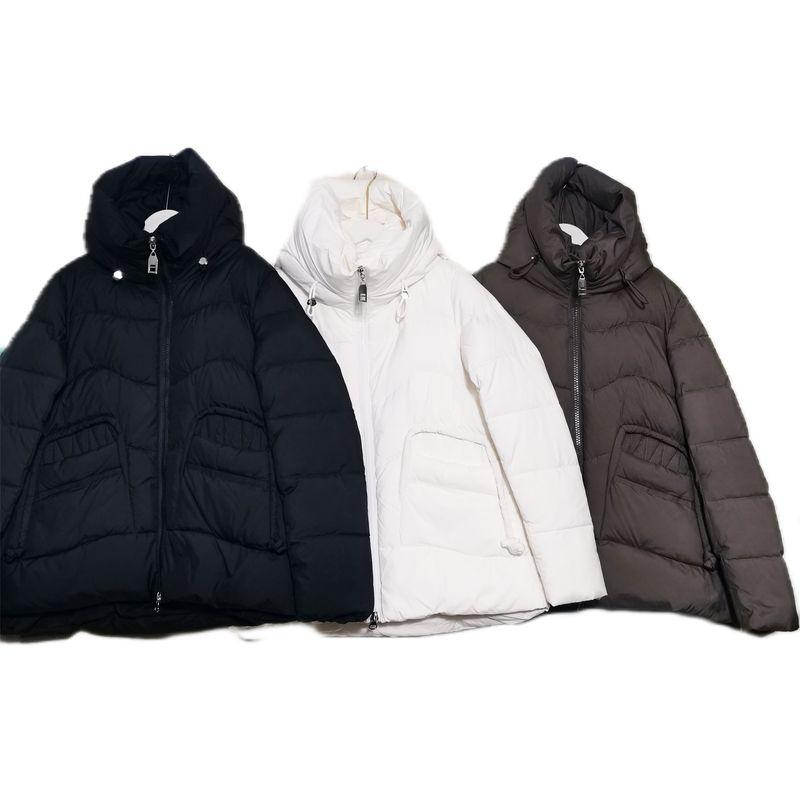 Fashion Tail Goods Hooded Down Cotton Cotton-Padded Clothes for Women Short Model In White Color Cold Protective Clothing Loose Casual Cotton Jacket
