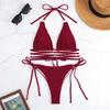 Vintage Small Boobs Sexy Hot Girl Three-point Tethered Bikini2026 Swimsuit