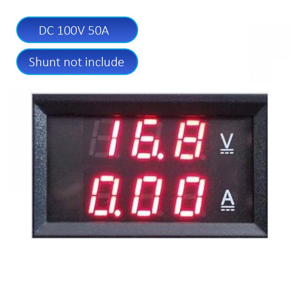 0.28" Mini Digital Voltmeter Ammeter DC 100V 10A 50A 100A Panel Amp Volt Voltage Current Meter Tester Dual LED Display 3 Bit