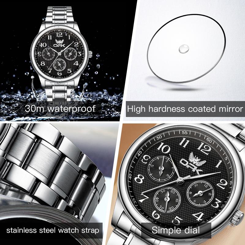 OPK brand three-pin digital scale simple business men's quartz watch 6012