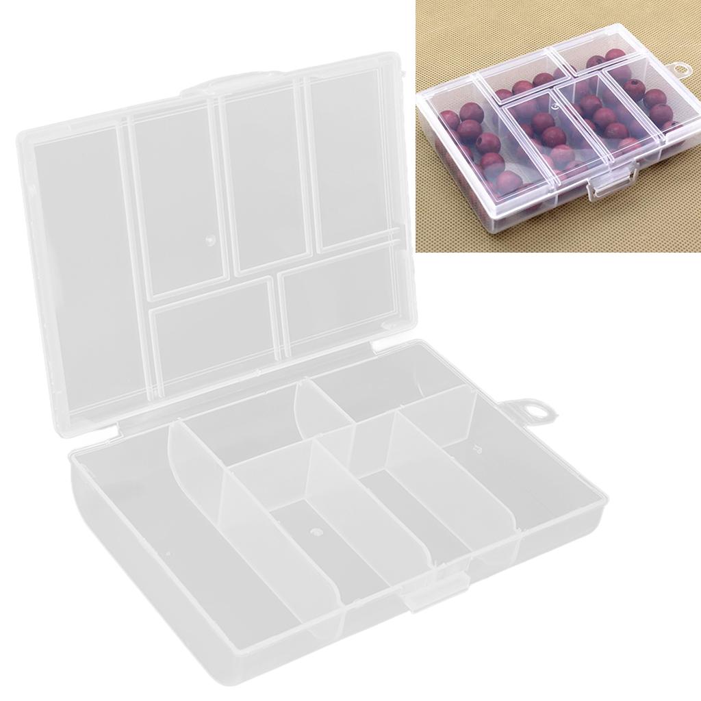 6 Grids Clear Organizer Box Sealing Cover Jewelry Storage Container Box for DIY Crafts Beads