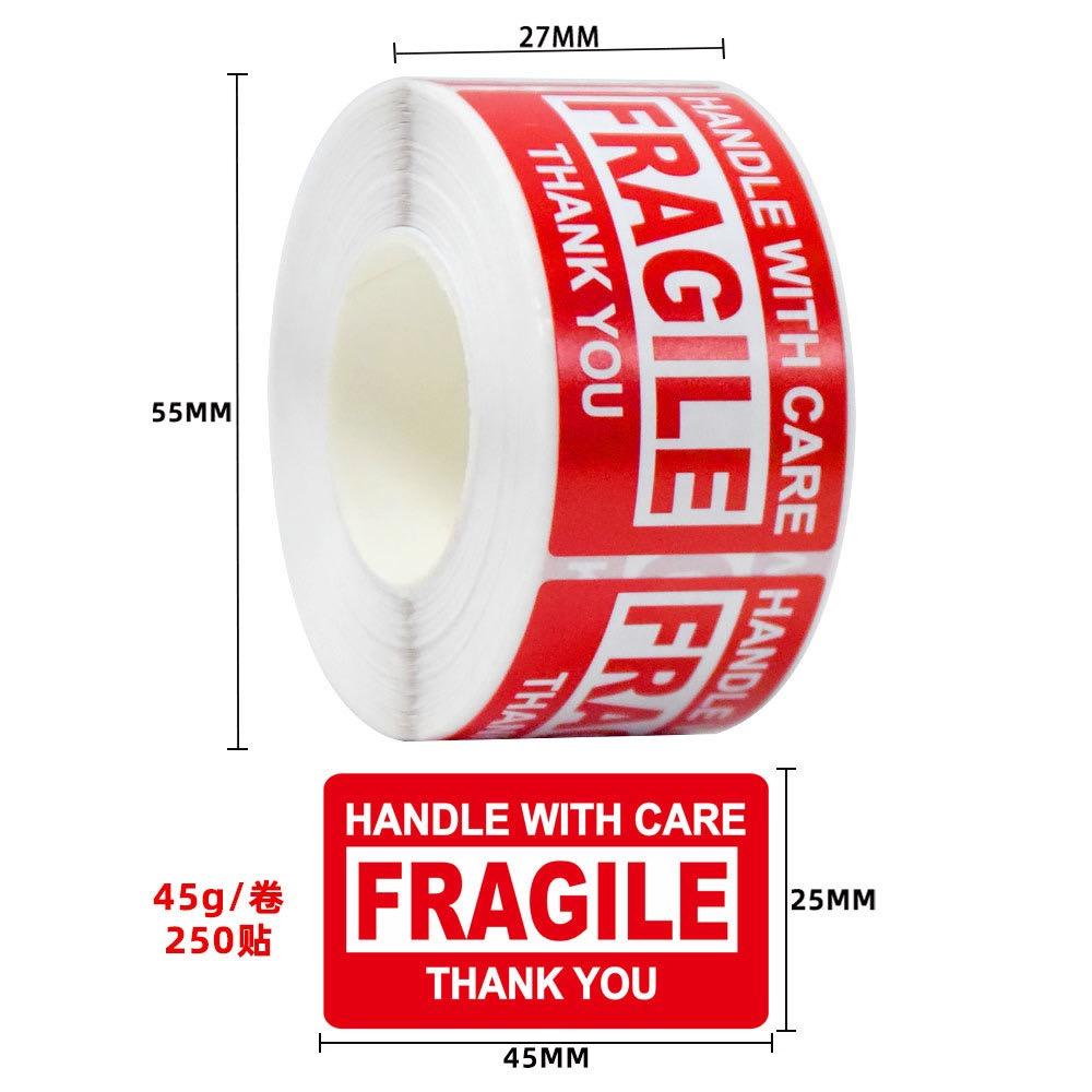 250pcs/roll,Fragile Warning Label, English Copperplate Sticker, Anti-removal Fragile Warning Label, Red Warning Label