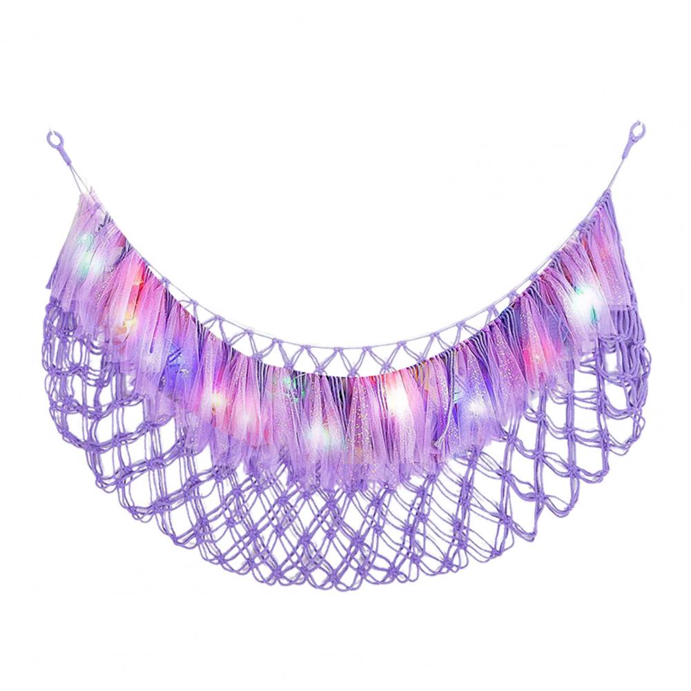 Rete Imbottita Rete Imbottita Amaca portaoggetti Capacità Rete portaoggetti da parete per giocattoli con Luci a filo Design con nappe Stanza dei giochi per peluche