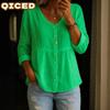 Women's Fashion Casual Solid Color Print Long Sleeve V Neck Blouses & Shirts Unique Design