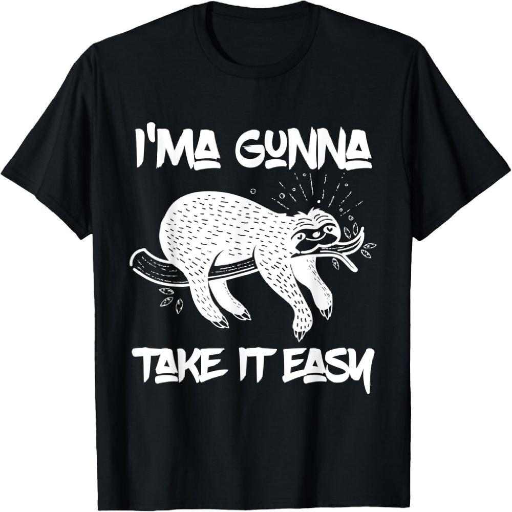 I ma Gunna Take It Easy Cute Lovable Lazy Sloth T-Shirt XXXXXL чёрный
