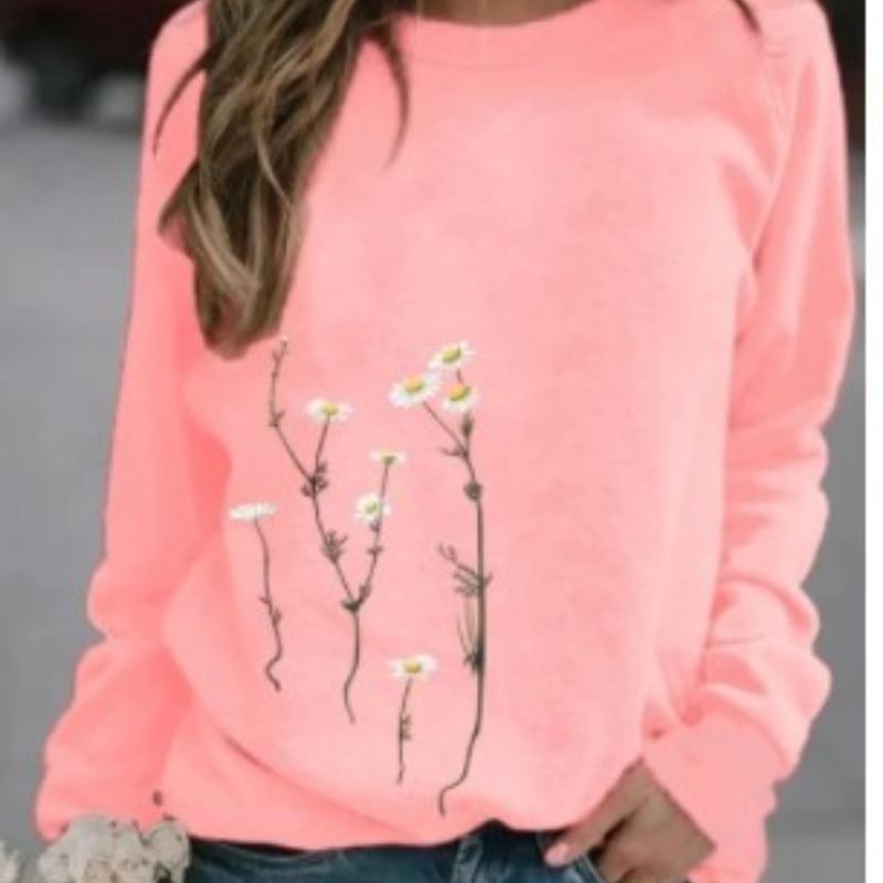 Women's Printed Long-sleeved Round Neck Sweater