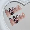 Z1341 Starry Dots Bow Plaid Glue On Nails Medium Almond Sweet Ins For Ladies Non Special Cosmetics