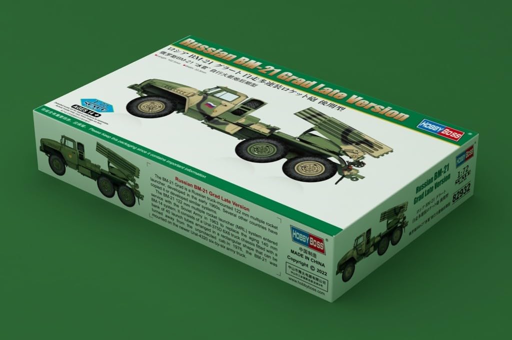 Hobby Boss 1/72 Fighting Vehicle Series Russian BM-21 Grad Self-Propelled Multiple Rocket Launcher, Late Model, 82932