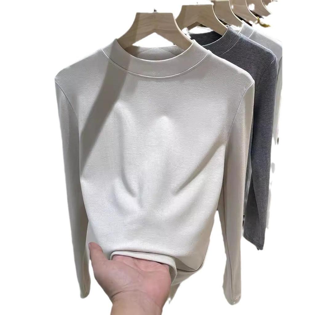 Women's Slimming Half High Neck Long Sleeve Base Layer T-shirt for Autumn/Winter 2025