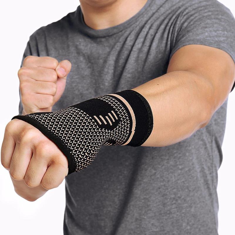 1pair Wristband Sports Compression Wrist Brace Sleeve Support Elastic Palm Hand Glove