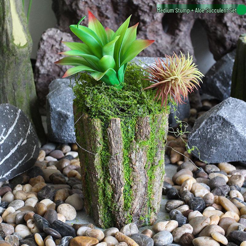 Forest Style Artificial Tree Stump with Moss Bark - Kindergarten and Country Style Decorative Ornament, Perfect for Landscaping or Inserting Flowers.