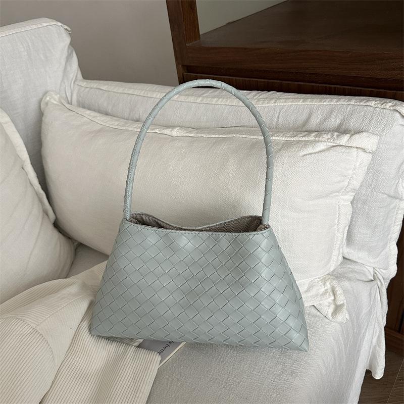 Women's Woven Texture Faux Leather Shoulder Bag, Soft Handbag with Single Strap, Casual Square Crossbody Purse