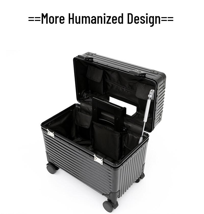 18" Aluminum Frame Top-Opening Suitcase with Universal Wheels for SLR Photography Travel, Flight Attendant, or Business Carry-On.