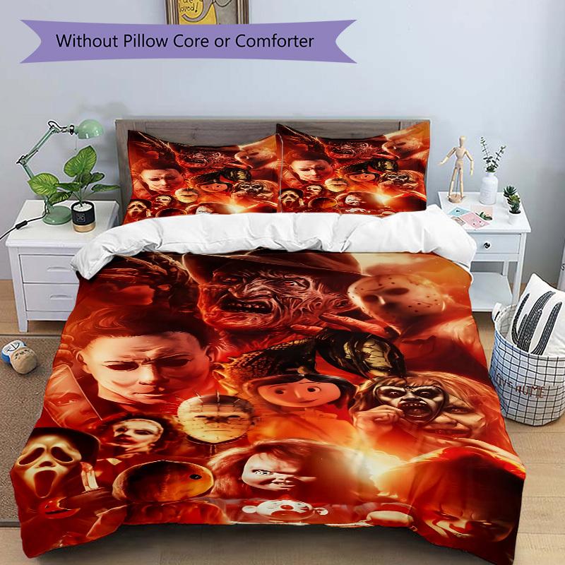 3pcs Horror Movie Characters Duvet Cover Set - Machine Washable, Includes 1 Duvet Cover and 2 Pillowcases, No Core Included yy251022215
