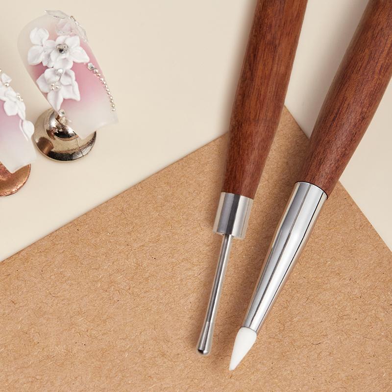 1/5Pcs Double-Ended Silicone Press Pen Flower Painting Brush Nail Supplies Carving Glue Diy Manicure Tips Nail Art Tool