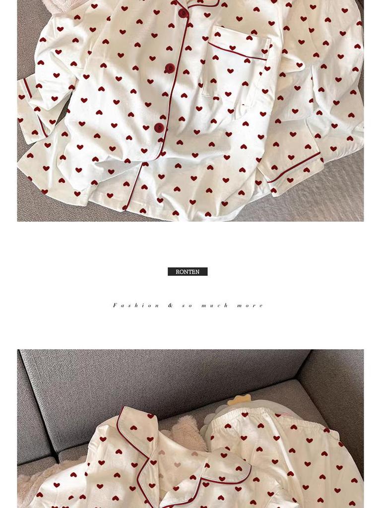 Korean Sweetheart Pajamas Set: Women's Long-Sleeve & Pants Homewear for Spring & Autumn