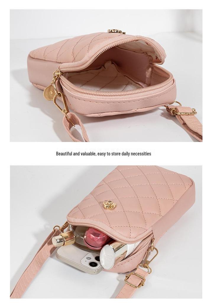 Trendy Embroidered Diamond Pattern Crossbody Phone Bag - 2022 Women's Style