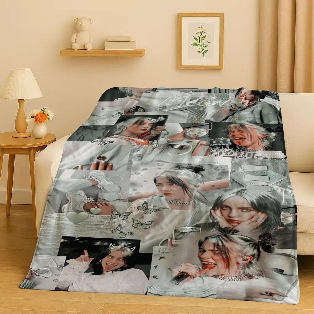 Yeni Billie Eilish Hit Me Hard and Soft Şarkıcısı Flanel Battaniye, Ev Yatak Odası Yatak Kanepe Örtüsü Çocuklar İçin Ultra Yumuşak Sıcak Peluş Battaniye
