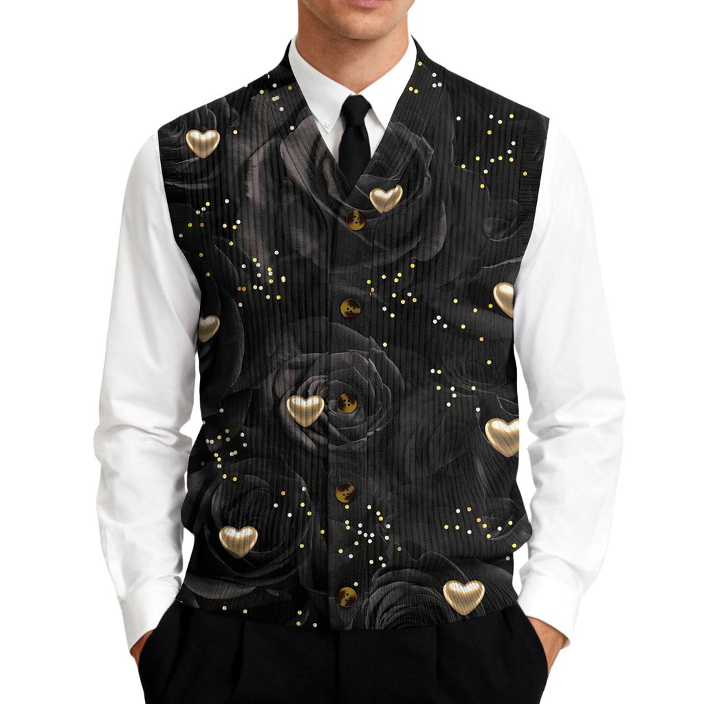 Men's V,Neck Sleeveless Knit Cardigan Vest