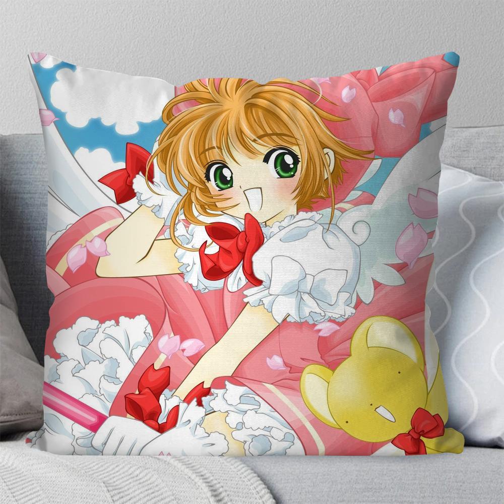 1pc C-Cardcaptor S-Sakura Magical Girl Manga Pillow Case Square Pillow Bedroom Sofa LeisureCar Living Room Home Decoration 40X40