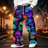Men's Corduroy Casual Straight Leg Pants with Elastic Waistband and for Halloween