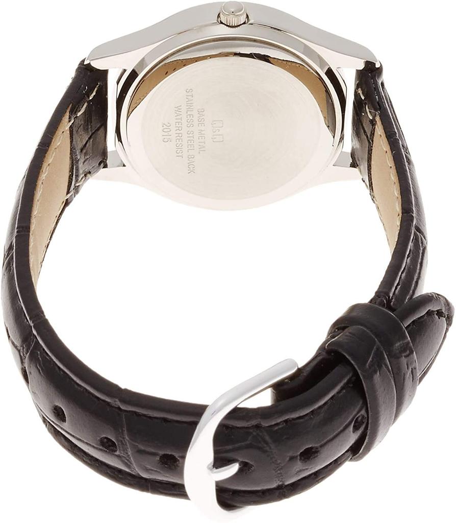 Citizen Analog Date Leather Black Q&Q Women's Watch, Waterproof, Display, Strap, D015-304,