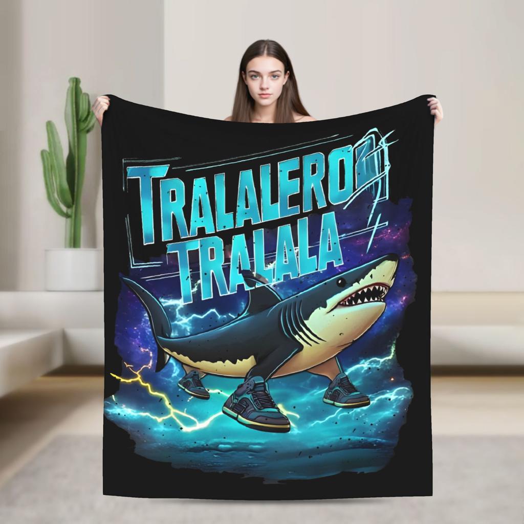 Bombardiro Crocodilo Anime Flannel Blanket Italian Meme Brainrot Custom Throw Blankets for Home 125*100cm Plush Thin Quilt