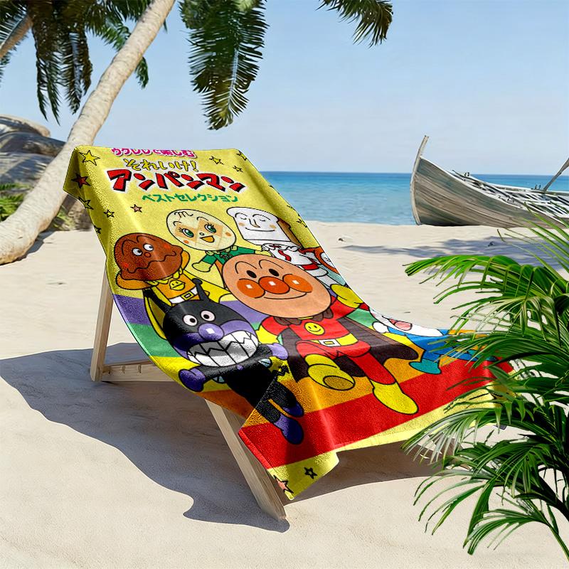 Cute Bread-man Anime 2D Flat Print Beach Towel, Large Soft Quick Dry Towel for Beach Camping SwimmingZSTJ0915322