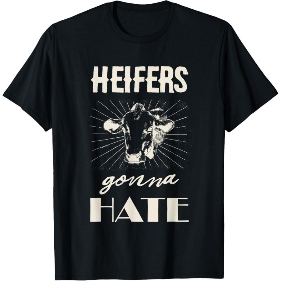 Тёлки будут ненавидеть, Ретро винтажный графический рисунок коровы, Забавная футболка с коровой XXXXXL чёрный