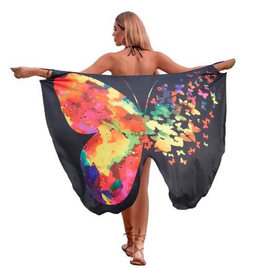 

Женское пляжное платье Универсальное На бретельках-спагетти Обертывающее юбкой Дышащее С узором крыльев бабочки Накидка Платье Купальник Пляжная одежда M