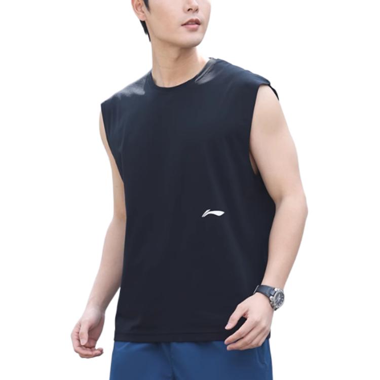 Li Ning Running Fitness Training Quick-Dry Sports Vest Men tops Cool-Black AVSU023-3