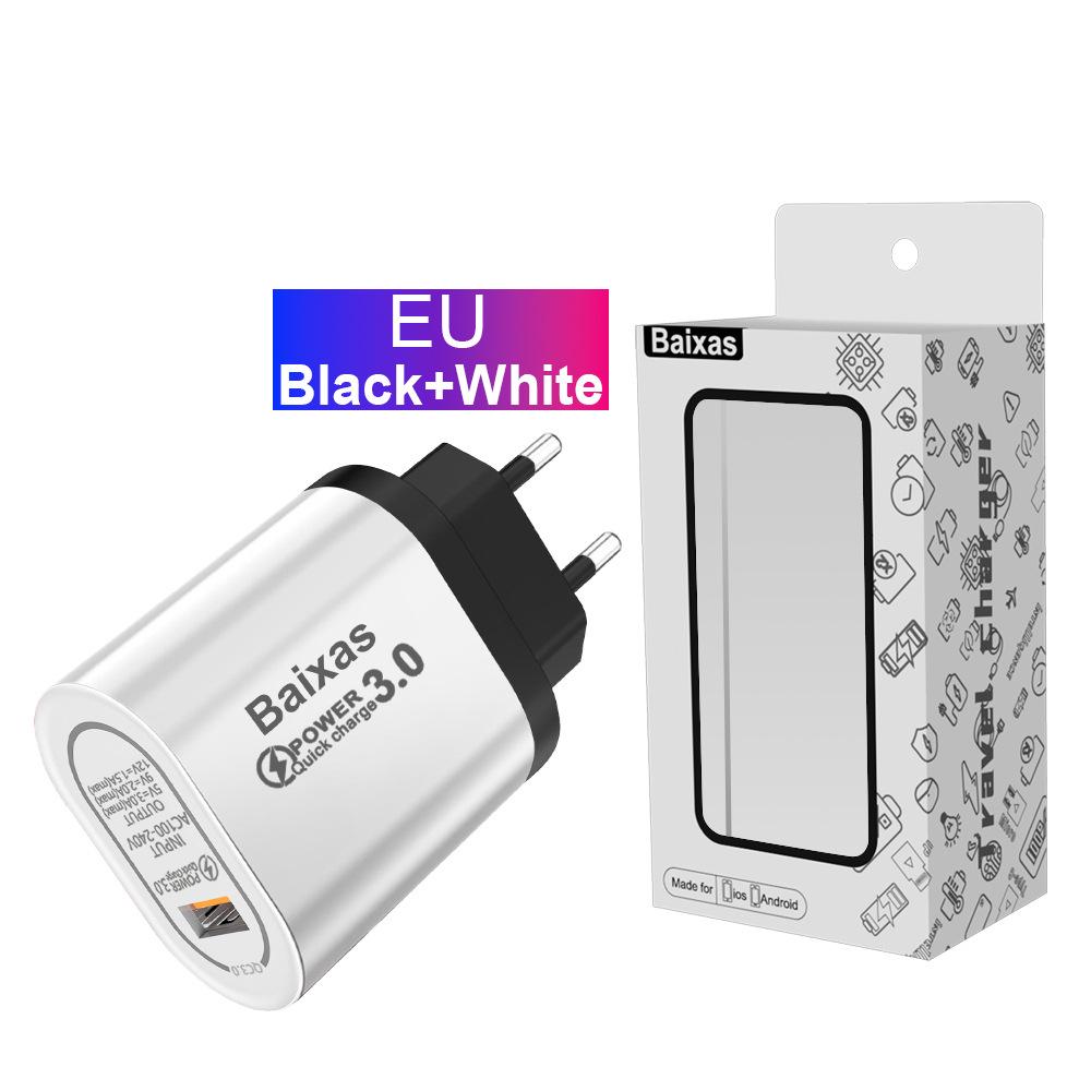 Universal QC3.0 Fast Charger - UK/EU/US, Single Port, Travel Adapter