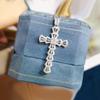 Zhenrong T Square Zircon Pendant Cross Necklace with Full Diamond Clavicle Chain for Women